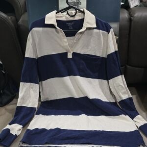 American Eagle Blue and White Striped Polo Shirt Tunic